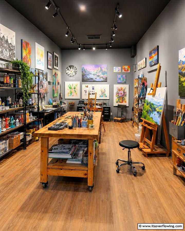 Artistic Studio Space - 25 Black Ceiling With Grey Walls for a Dramatic Look