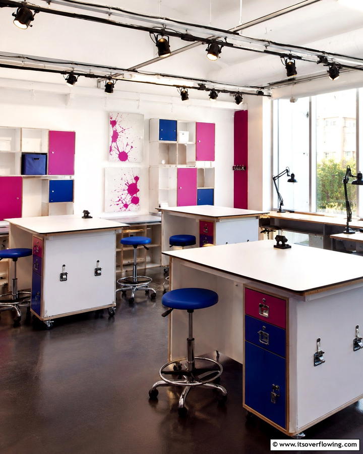 Artistic Studio with Modular Furniture - 30 Organized Craft Room Ideas for Creative Spaces at Home