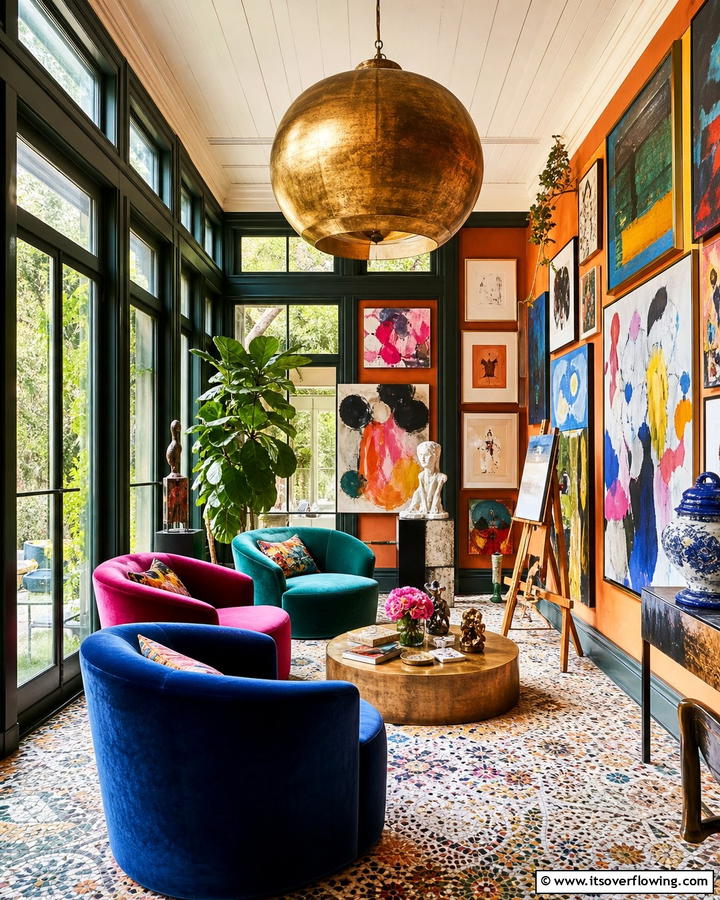 Artistic Sunroom - 21 Bright Sunroom Ideas to Enjoy Natural Light Year-Round