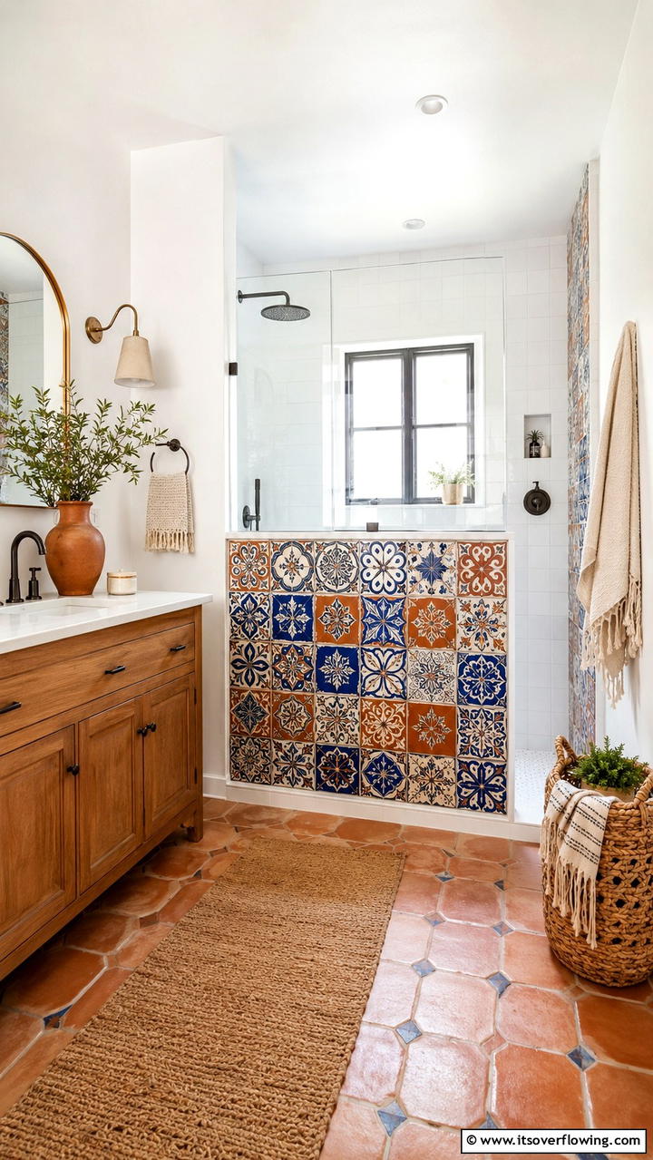 Artistic Tile Installations - 30 Half-Wall Shower Ideas- Sleek Bathroom Design Solutions