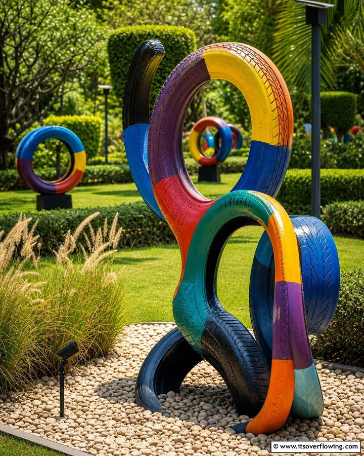 Artistic Tyre Sculptures - 21 Recycled Tyre Garden Art Ideas for Eco-Conscious Spaces