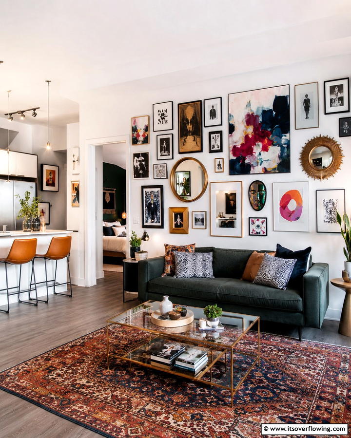 Artistic Wall Decor - 30 Studio Apartment Ideas to Maximize Small Space Efficiency