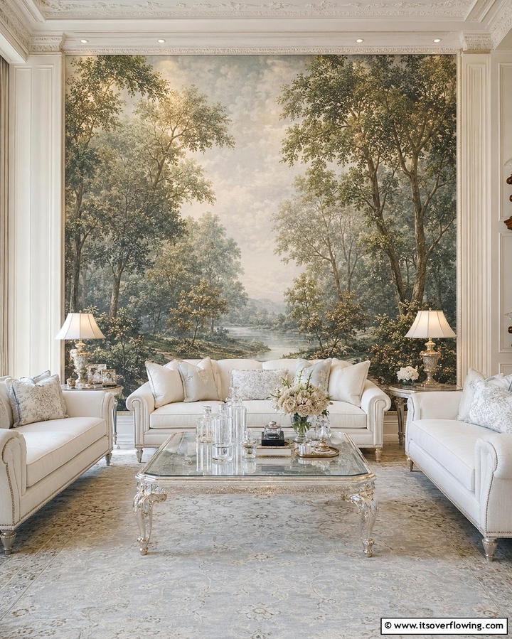 Artistic Wall Murals - 25 Mansion Living Room Ideas for Luxurious Spaces