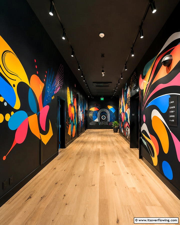 Artistic Wall Murals - 30 Black Hallway Ideas for Dramatic and Sophisticated Spaces