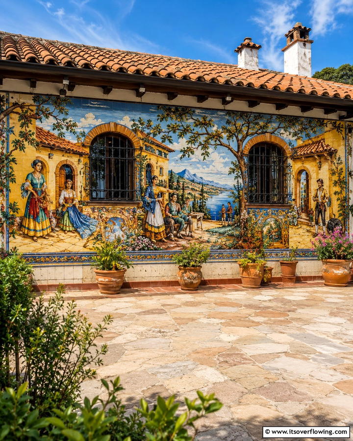 Artistic Wall Murals - 30 Spanish Bungalow Exterior Ideas for Mediterranean Charm