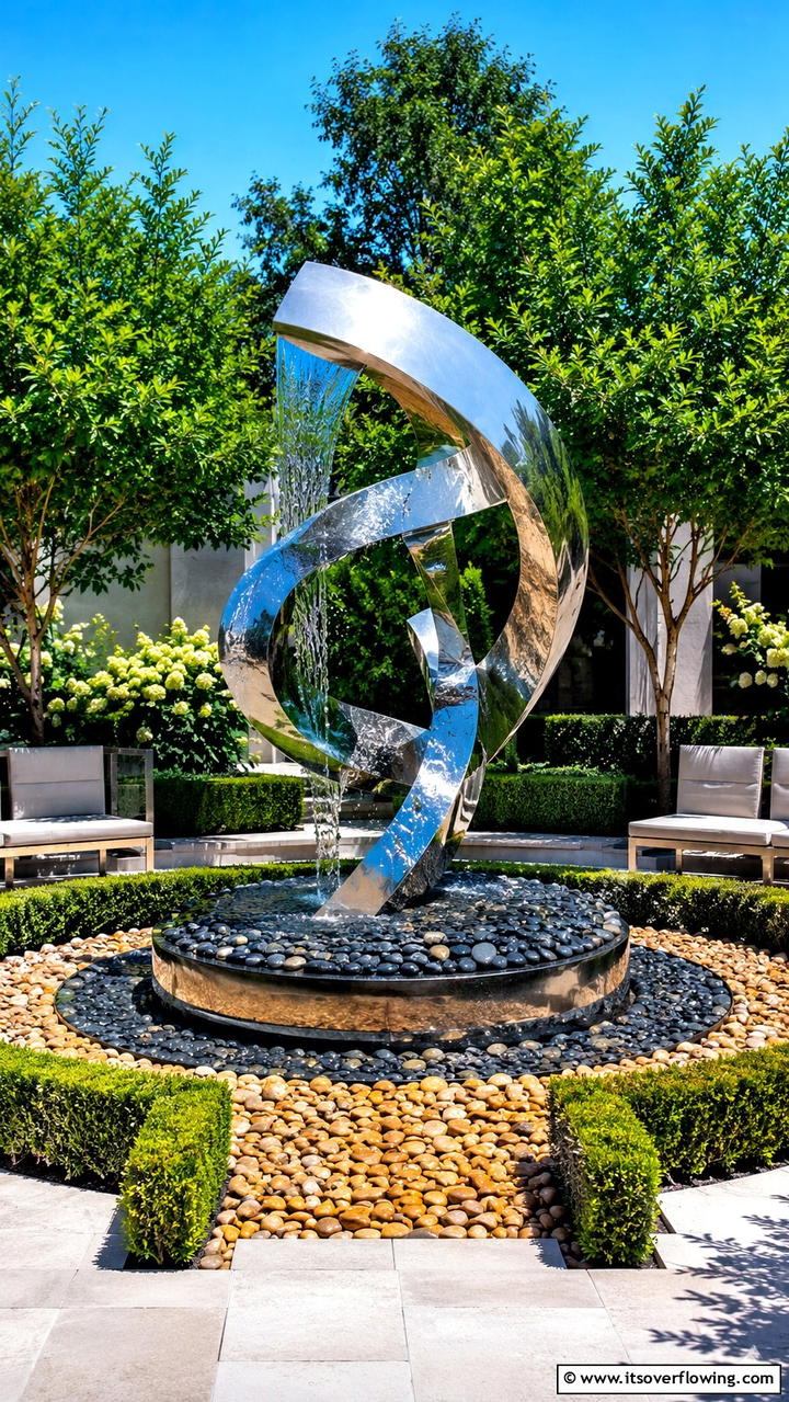 Artistic Water Sculpture - 21 Water Feature Ideas for Serene Garden Landscaping