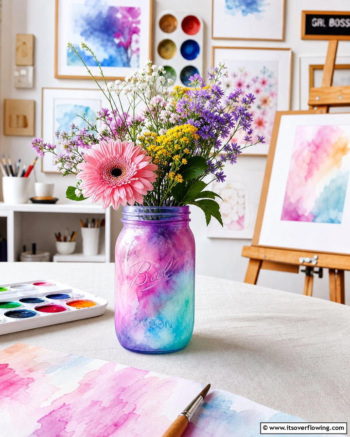 Artistic Watercolor Effect - 30 Charming Mason Jar Centerpiece Ideas for Every Season