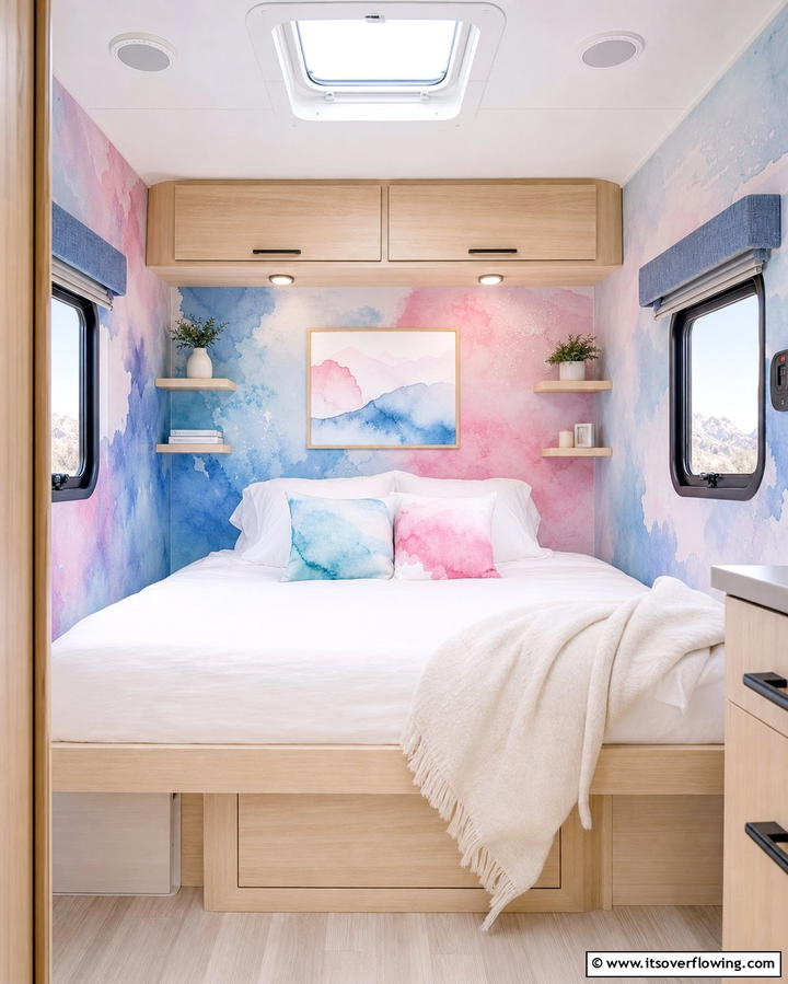 Artistic Watercolor Prints - 25 RV Wallpaper Ideas for a Stylish and Comfortable Space