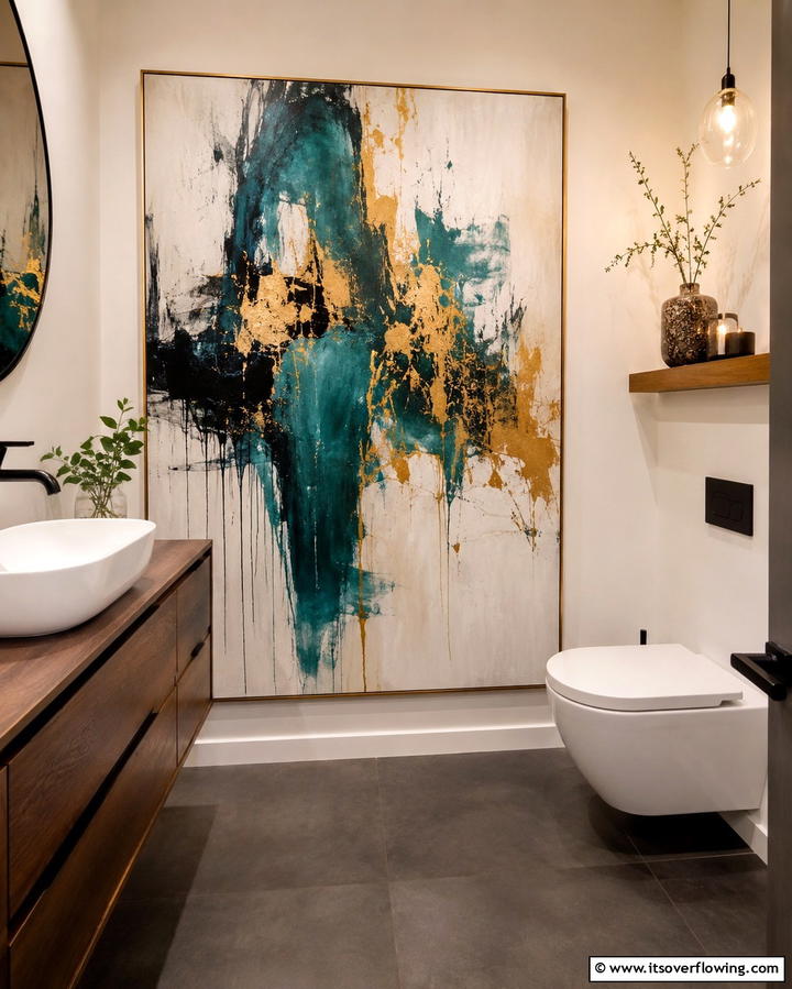 Artwork for Personality - 25 Small Powder Room Ideas for Stylish Spaces