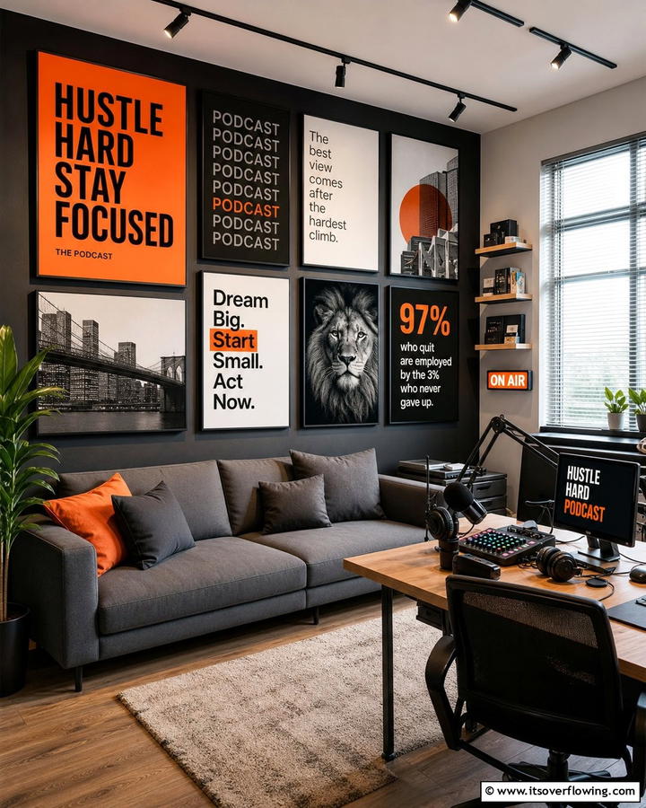 Artwork or Posters for Inspiration - 25 Podcast Room Ideas for a Professional Setup