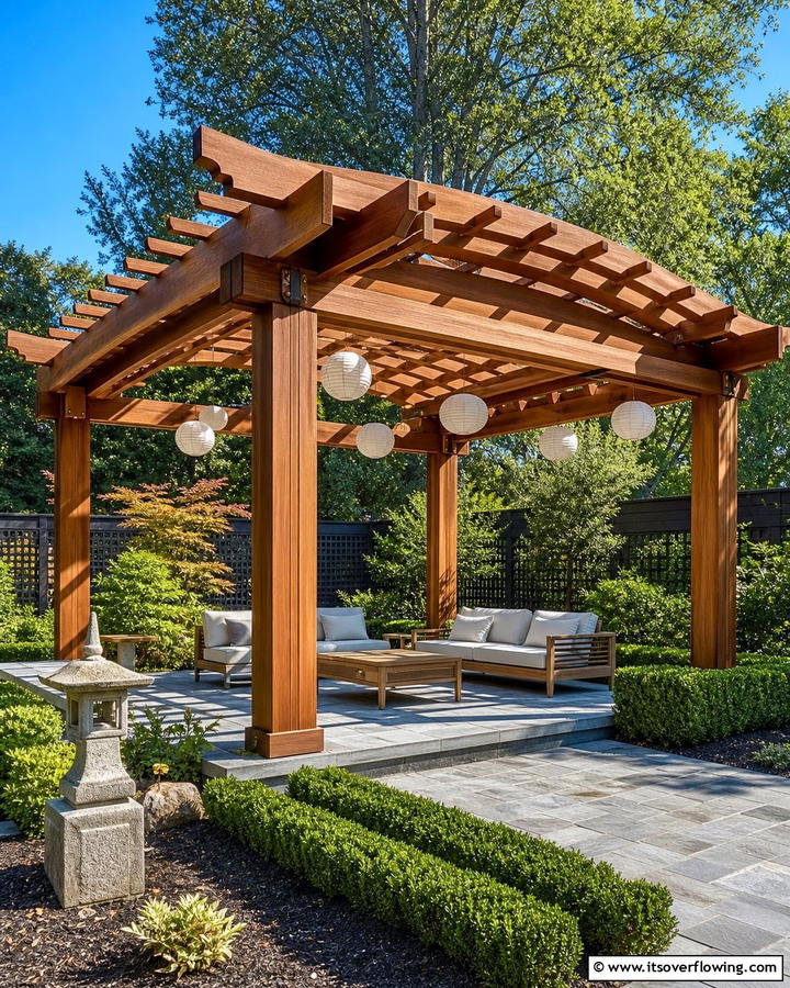 Asian Inspired Pergolas - 30 Asian-Inspired Landscaping Ideas for Serene Gardens