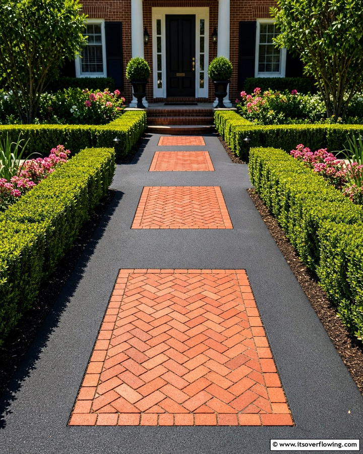Asphalt Walkways with Brick Insets - 20 Asphalt Walkway Ideas for Durable Pathways