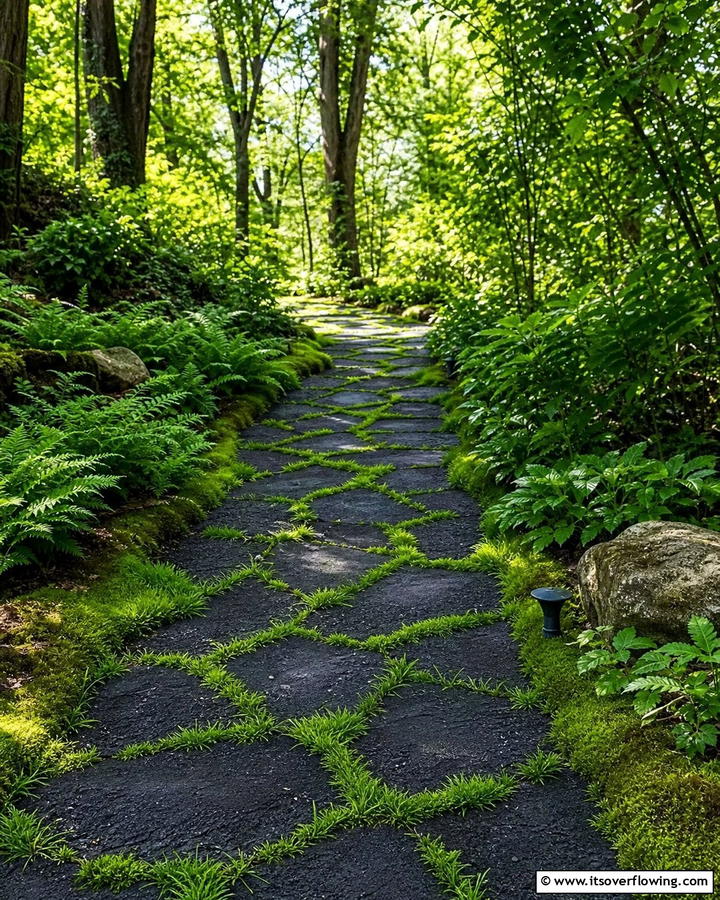 Asphalt Walkways with Moss or Grass Infill - 20 Asphalt Walkway Ideas for Durable Pathways