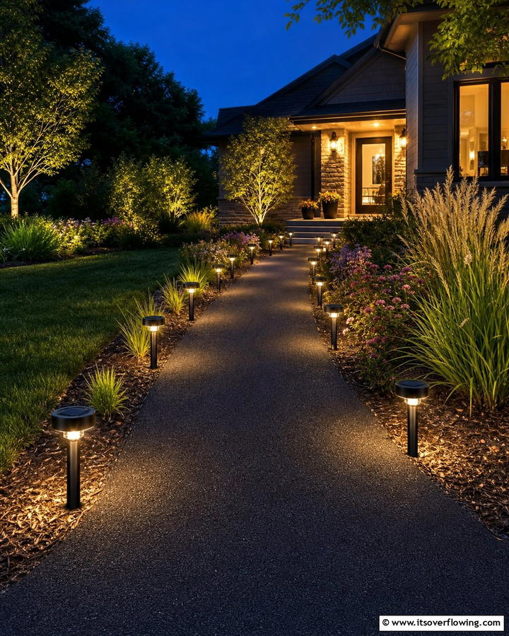 Asphalt Walkways with Solar Powered Lights - 20 Asphalt Walkway Ideas for Durable Pathways