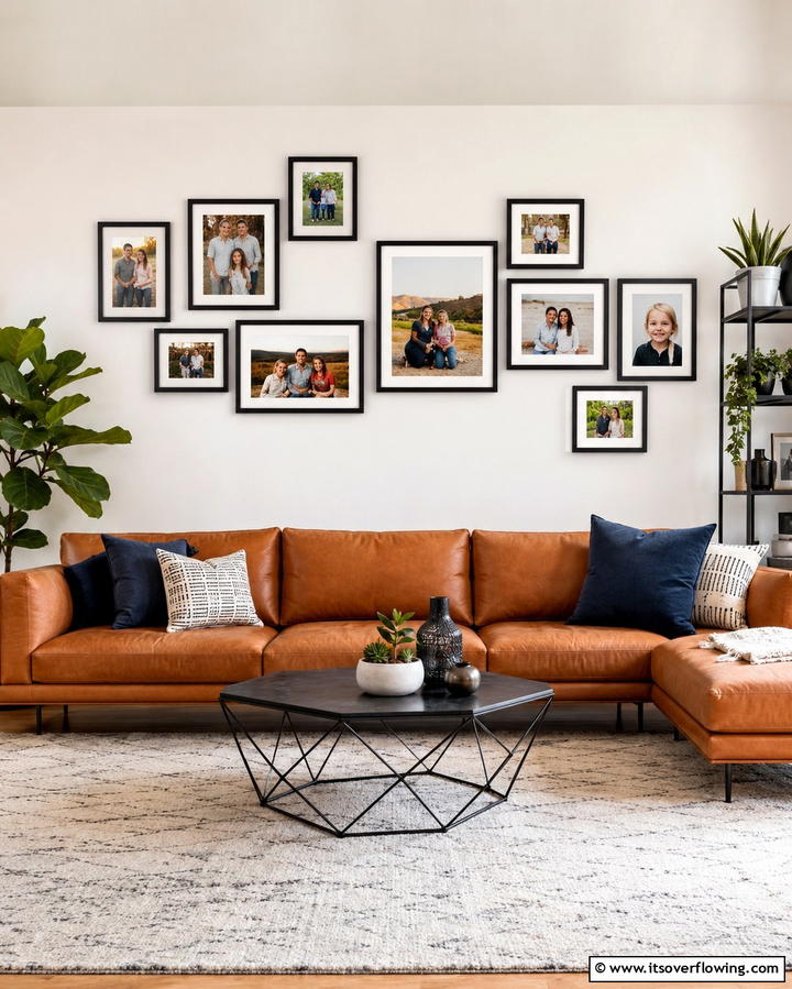 Asymmetrical Arrangement - 30 Family Photo Wall Ideas to Display Memories