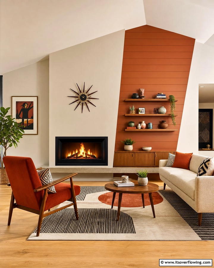 Asymmetrical Fireplace Designs - 20 Mid-century Modern Fireplace Ideas for a Retro Look
