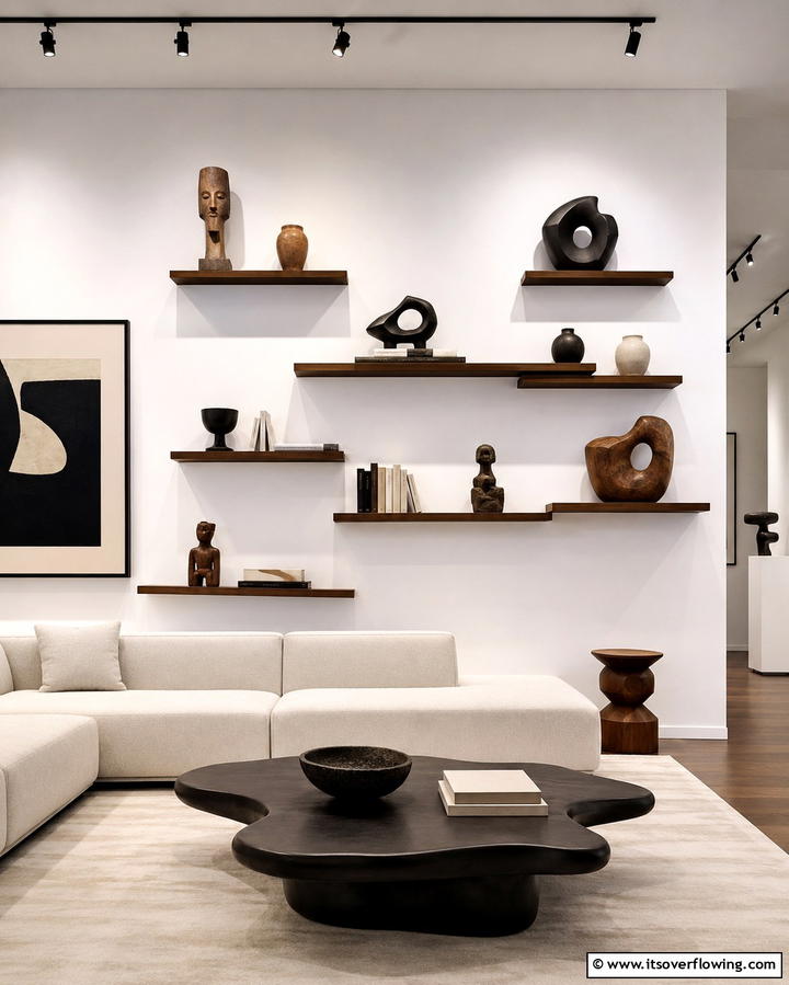 Asymmetrical Floating Shelves - 25 Floating Shelves Ideas for Stylish and Functional Storage