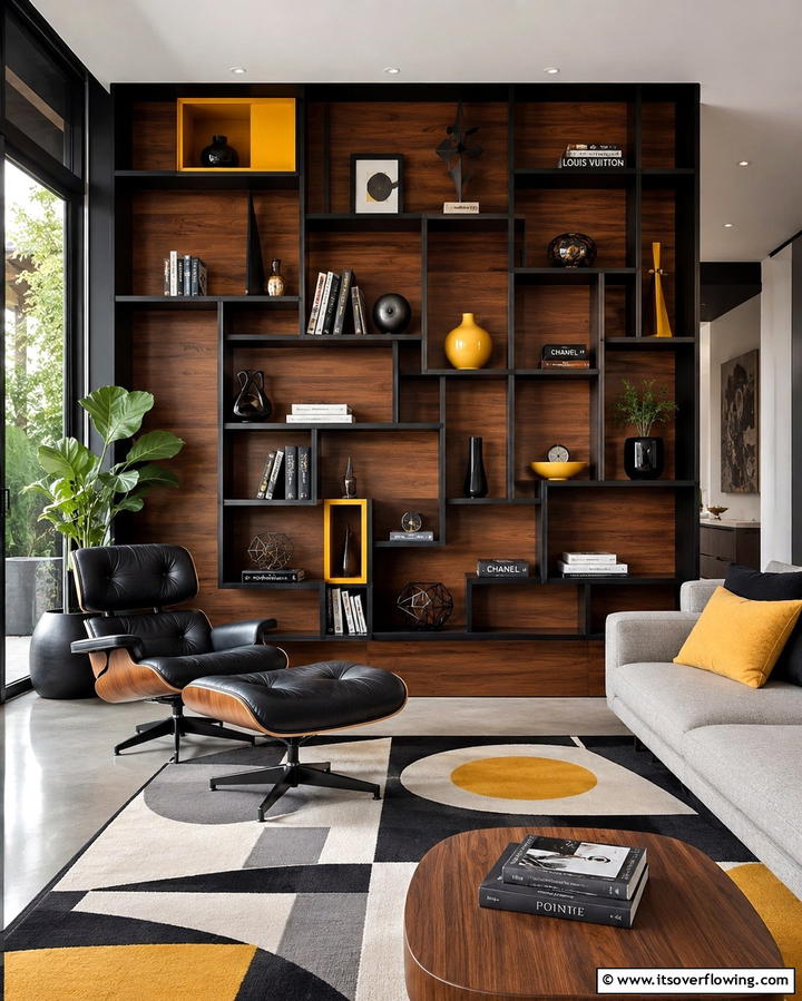 Asymmetrical Shelving for a Modern Twist - 25 Living Room Bookshelf Ideas for Stylish Storage