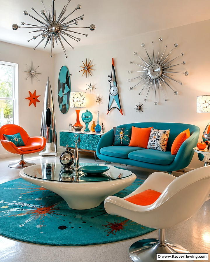 Atomic Age Accents - 30 1950s Living Room Ideas for Retro Charm Revival