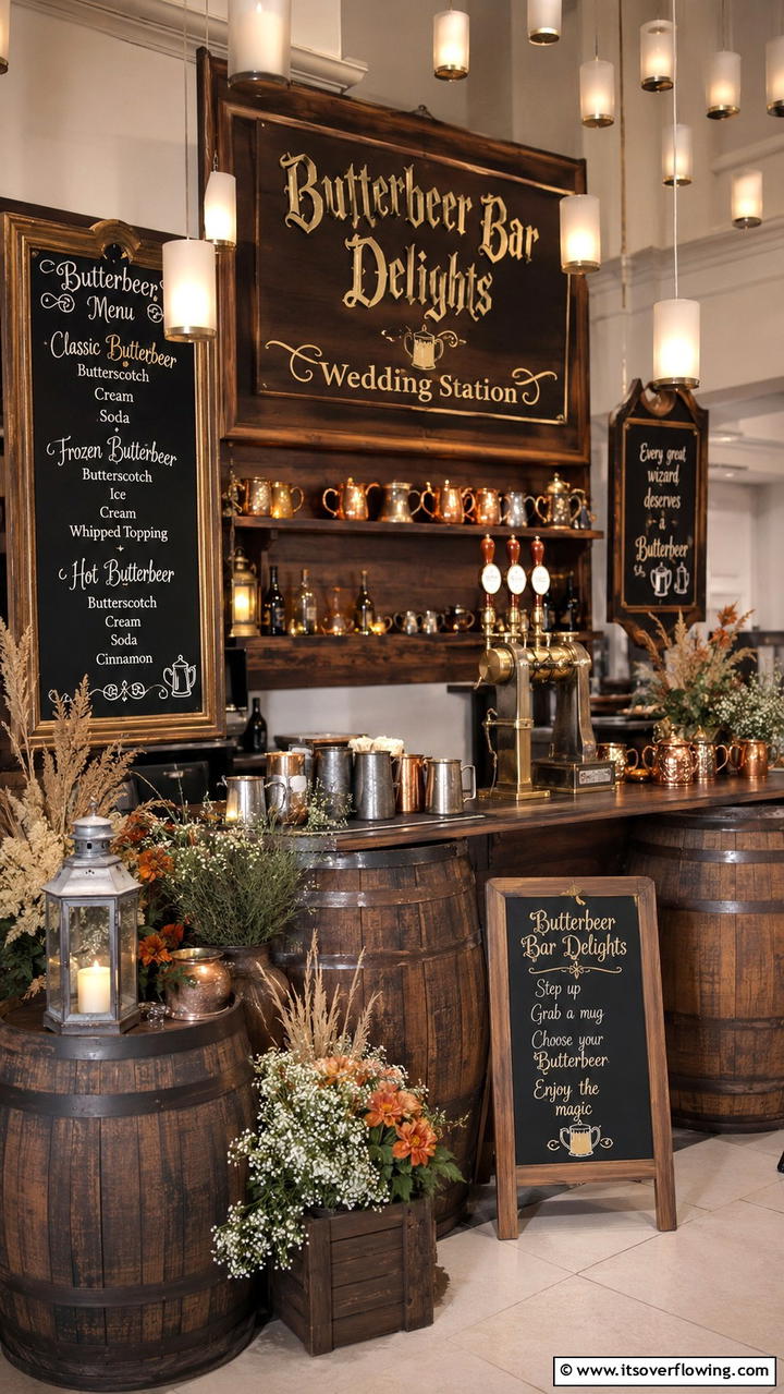 Authentic Butterbeer Bar Delights - 30 Harry Potter Wedding Ideas- Enchanting Themed Celebrations
