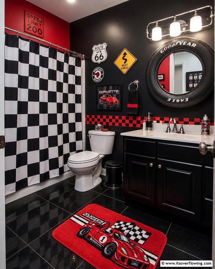 Automotive Themed Bathroom - 25 Boy Bathroom Ideas for a Fun and Functional Space