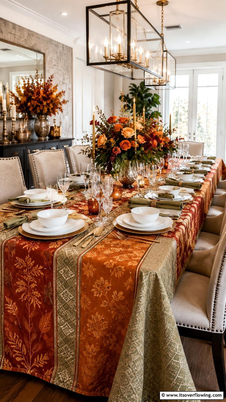 Autumn Inspired Table Linens - 30 Friendsgiving Decor Ideas for Festive Gatherings