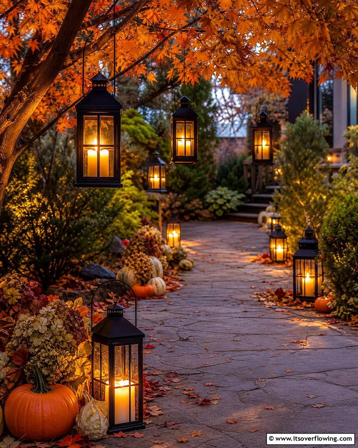 Autumn Lantern Accents - 21 Fall Outdoor Decorating Ideas for a Cozy Vibe