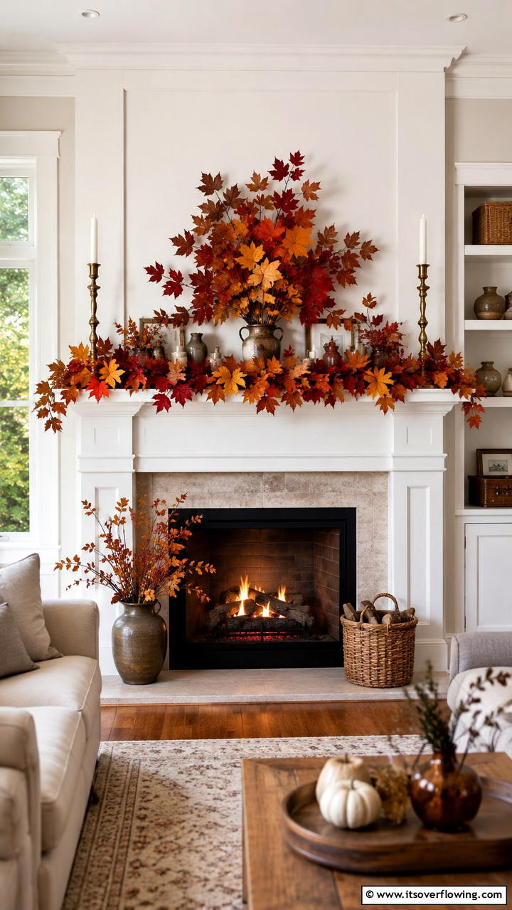 Autumn Leaf Arrangements - 30 Fall Mantel Decor Ideas for Seasonal Coziness