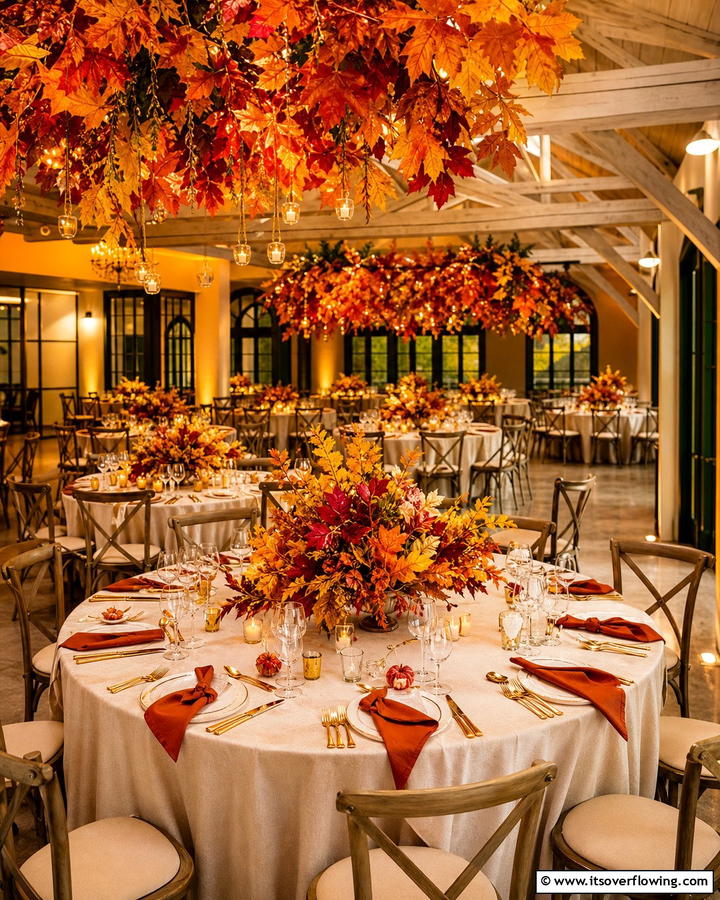 Autumn Leaf Arrangements - 21 Fall Wedding Décor Ideas for a Seasonal Celebration