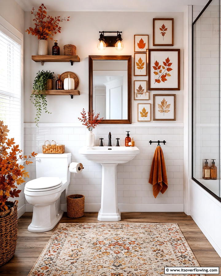 Autumn Leaf Wall Art - 25 Fall Bathroom Decor Ideas for a Seasonal and Stylish Update