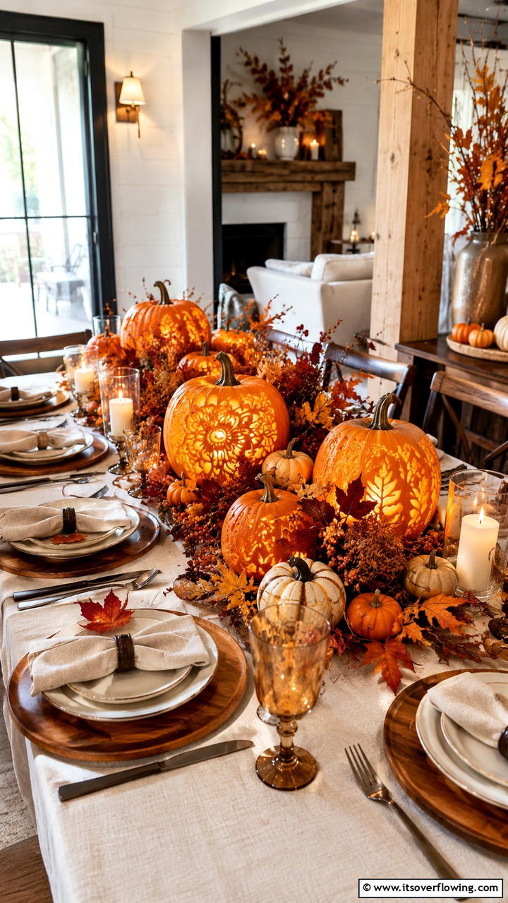 Autumn Pumpkin Centerpiece - 30 Friendsgiving Decor Ideas for Festive Gatherings