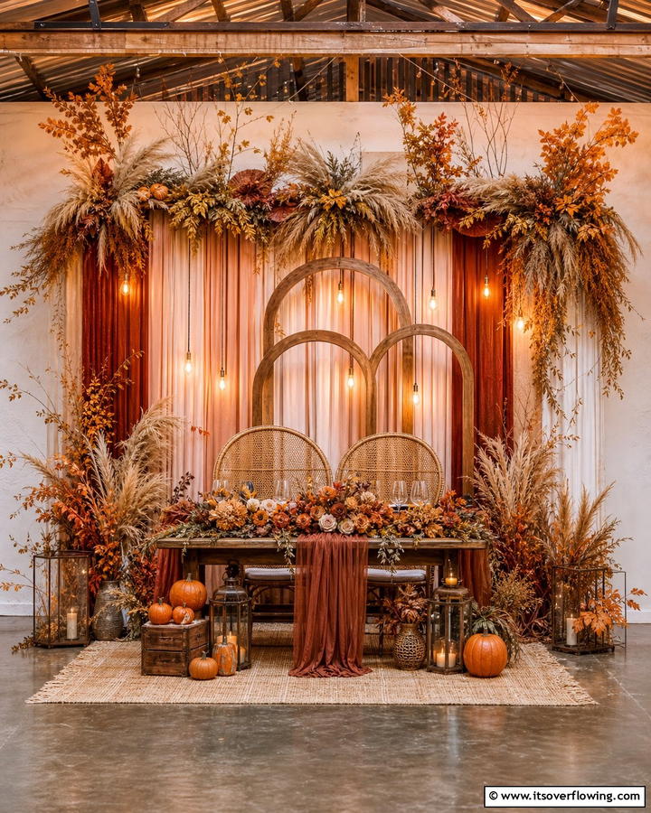 Autumn Themed Backdrops - 21 Fall Wedding Décor Ideas for a Seasonal Celebration