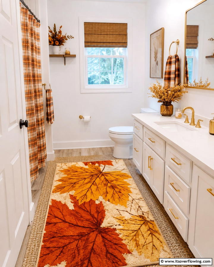 Autumnal Bathroom Rugs - 25 Fall Bathroom Decor Ideas for a Seasonal and Stylish Update
