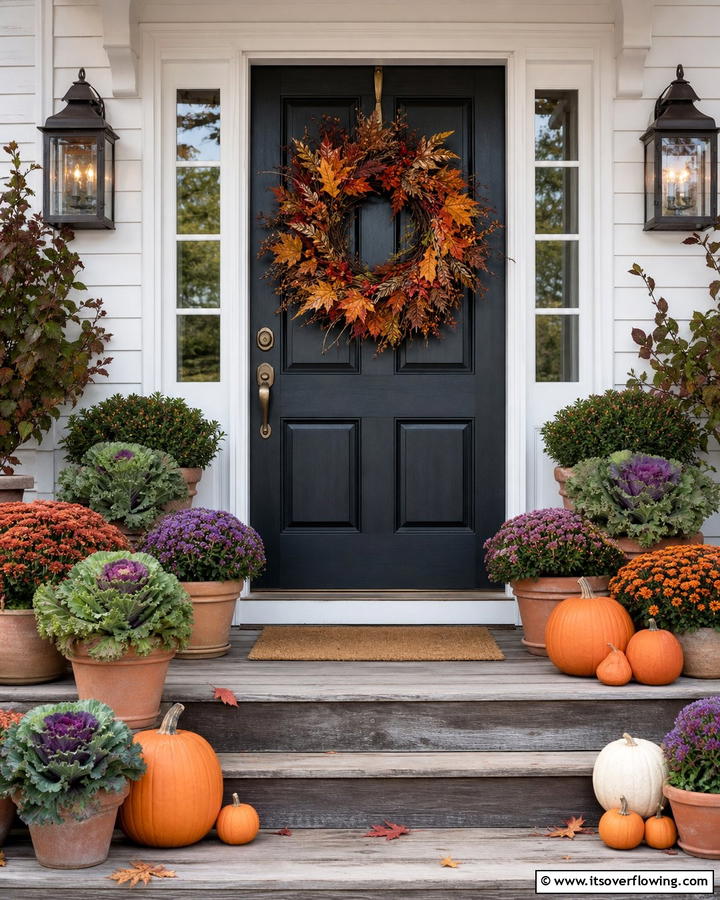 Autumnal Wreath Designs - 21 Fall Porch Decor Ideas for a Warm Autumn Welcome