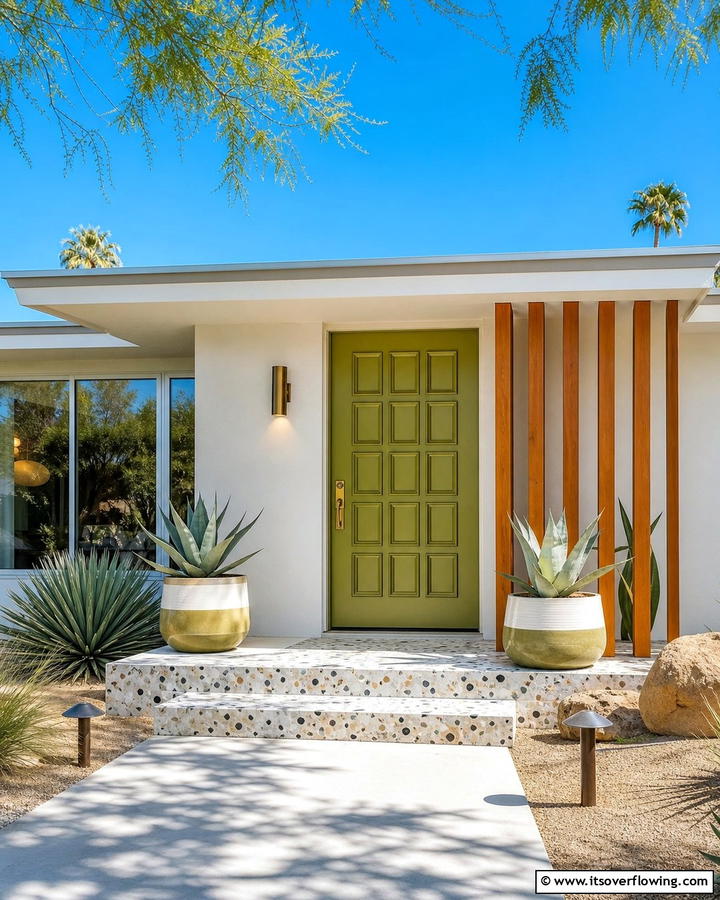Avocado Green for Retro Vibes - 20 Green Front Door Ideas to Welcome Guests in Style