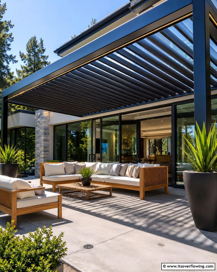 Awning with Adjustable Louvers - 25 Stunning Deck Awning Ideas for Outdoor Living