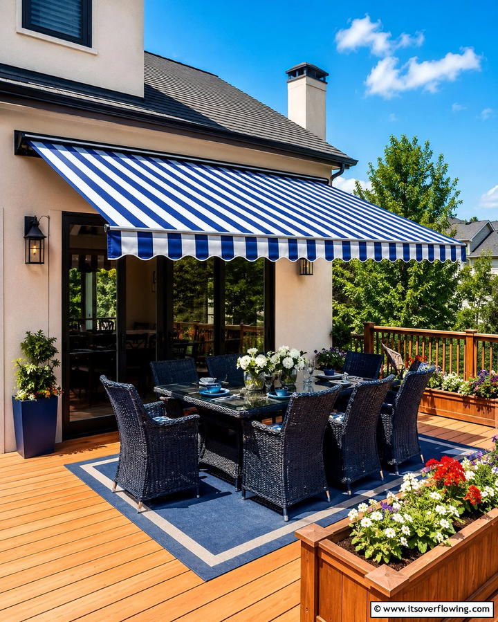 Awning with Retractable Feature - 30 Creative Shade Ideas for Stylish Outdoor Comfort
