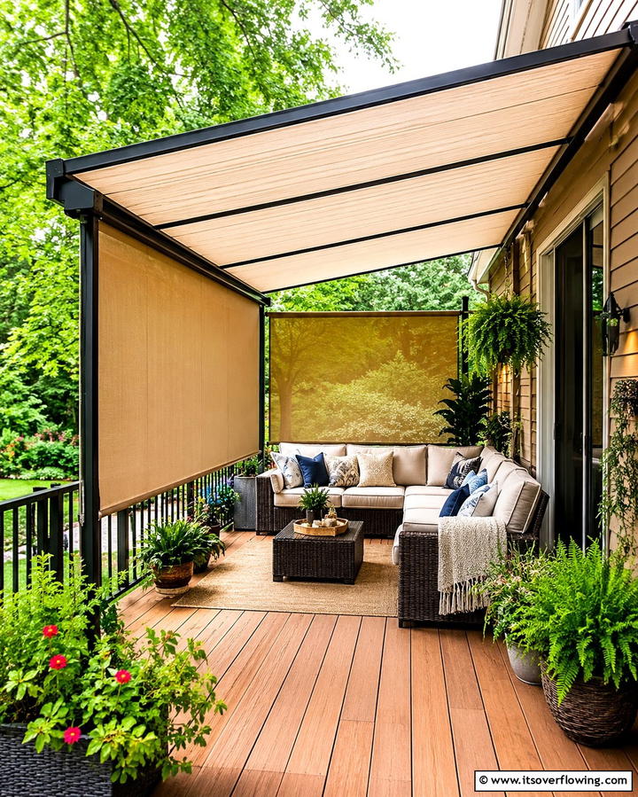 Awning with Side Panels for Extra Privacy - 25 Stunning Deck Awning Ideas for Outdoor Living