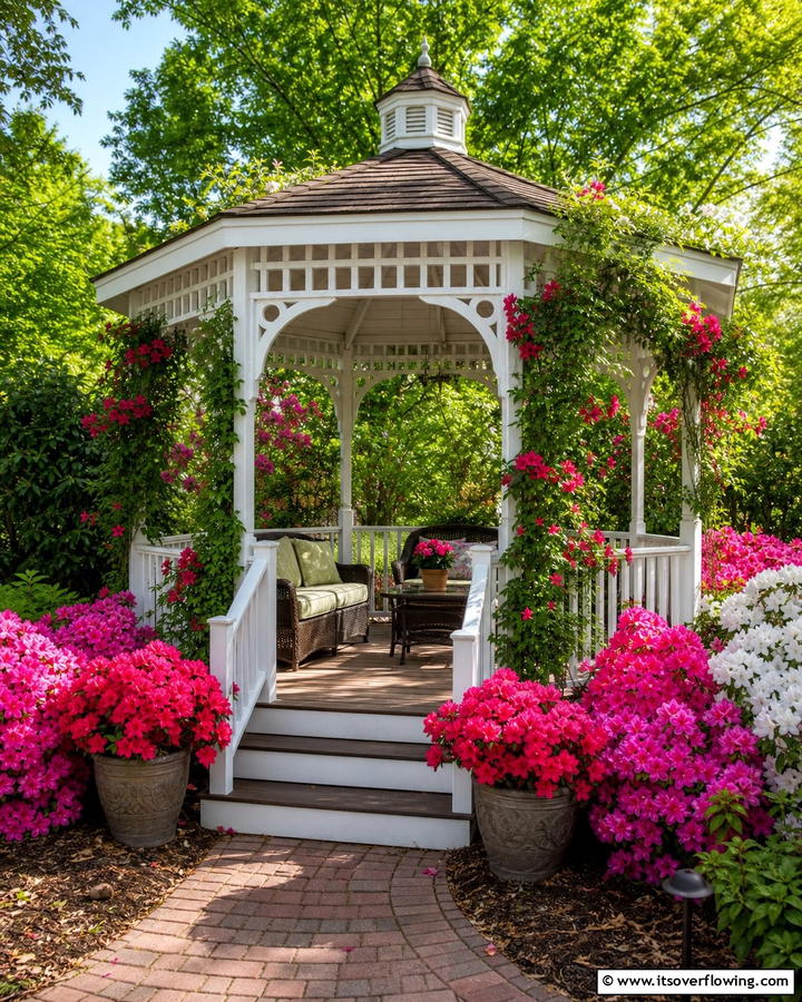 Azalea Framed Outdoor Structures - 20 Azalea Garden Ideas for a Colorful Landscape