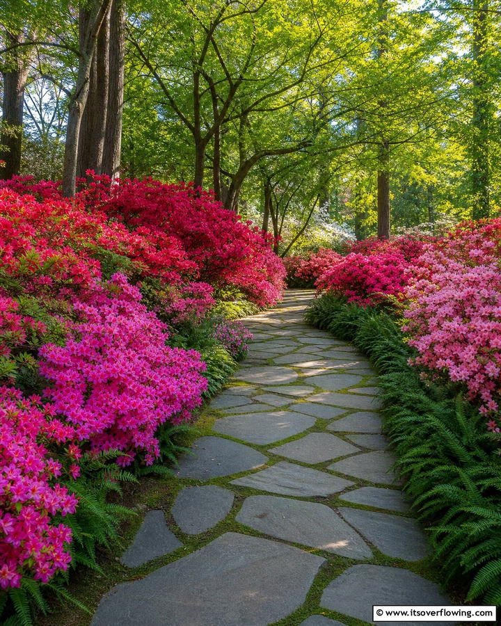 Azalea Lined Pathways - 20 Azalea Garden Ideas for a Colorful Landscape