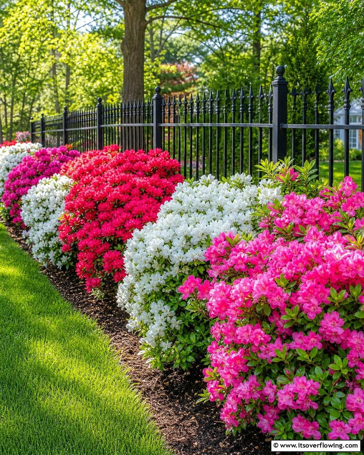 Azaleas Along Fences - 20 Azalea Garden Ideas for a Colorful Landscape