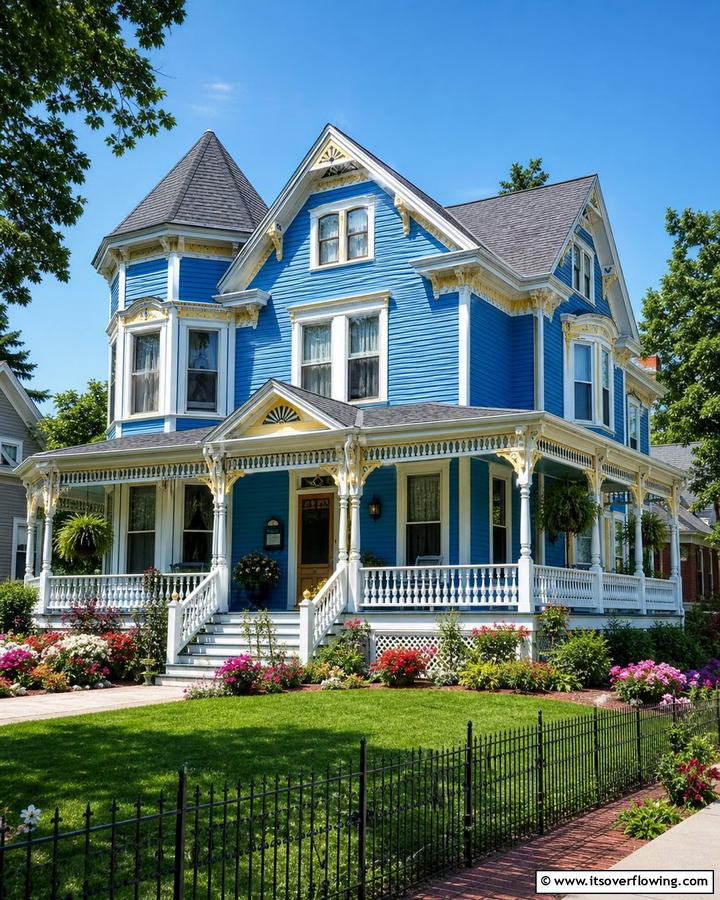 Azure Blue Radiance - 20 Stunning Blue Victorian House Colors for Your Home