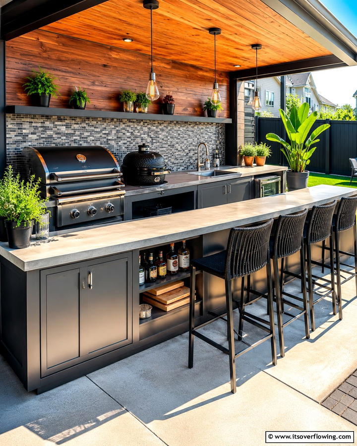 BBQ Station and Bar - 20 Creative L-Shaped Backyard Ideas for Small Spaces