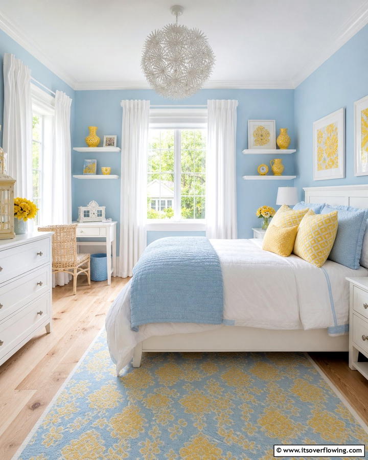 Baby Blue and Yellow Cheer - 20 Pastel Bedroom Ideas for a Soft and Serene Space