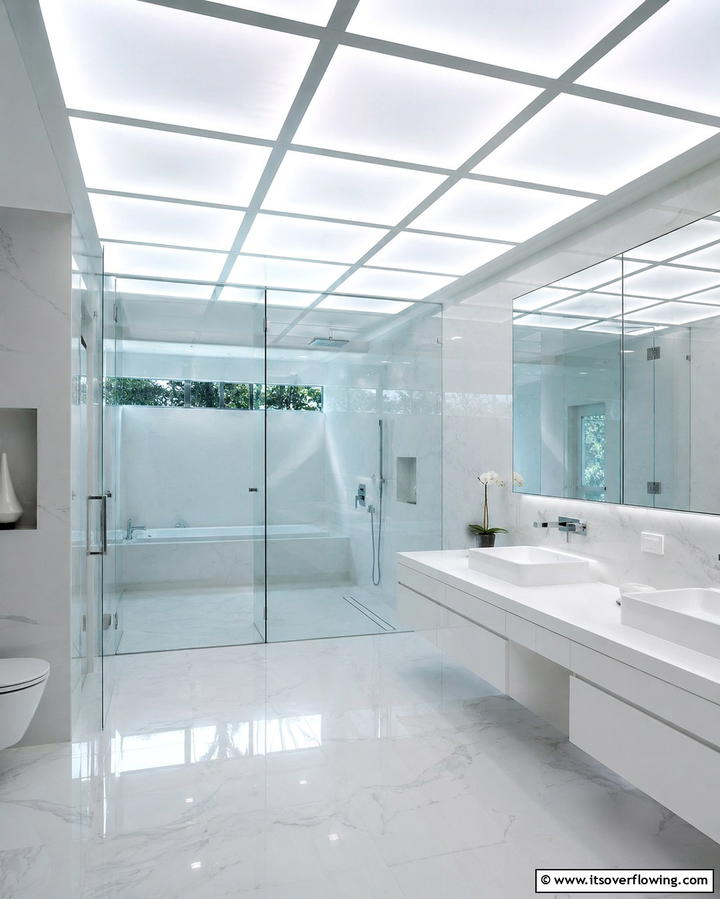Backlit Ceiling Panels for a Futuristic Appeal - 25 Bathroom Ceiling Lighting Ideas to Brighten Your Space