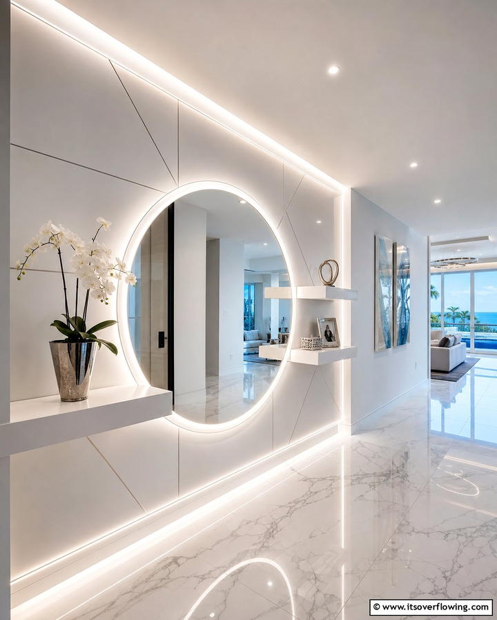 Backlit MirrorOne - 25 Hallway Mirror Ideas for Stylish and Functional Spaces