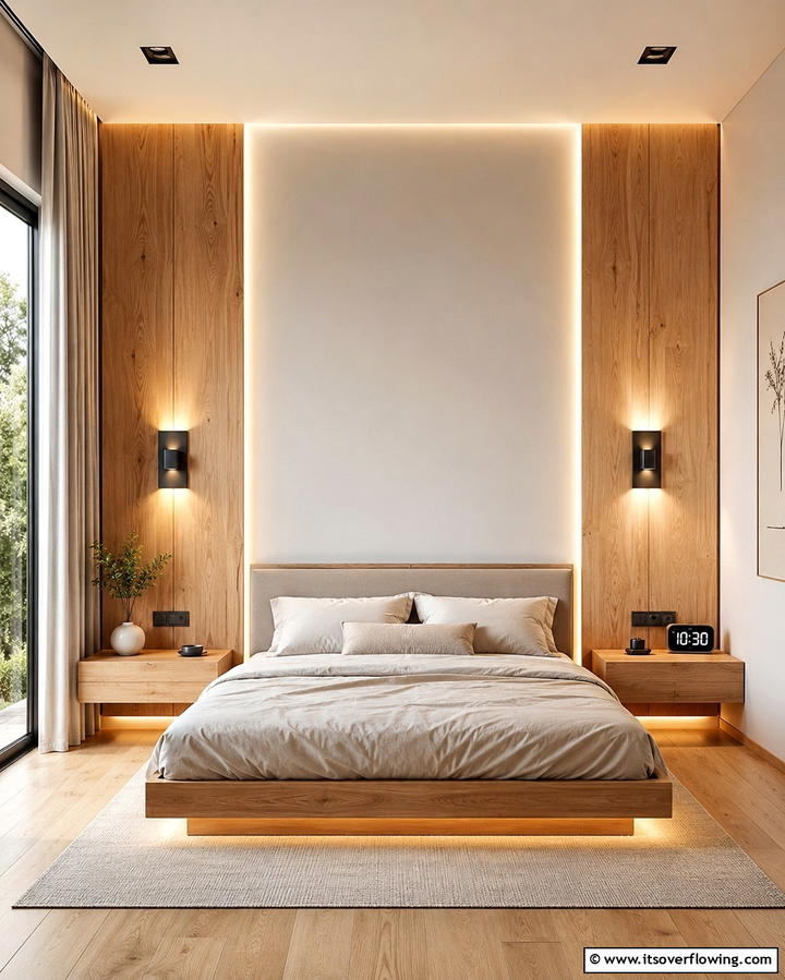 Backlit Panel Sconces - 30 Bedroom Wall Sconce Ideas for Ambiance & Space-Saving