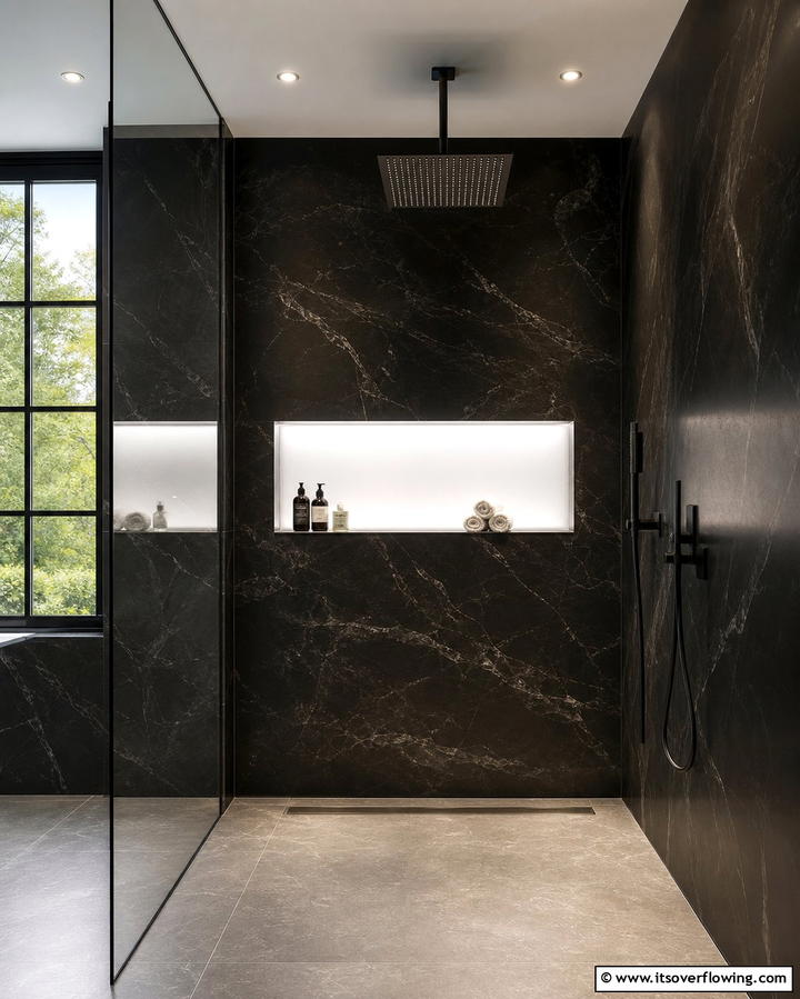 Backlit Shower Niche for Subtle Illumination - 25 Shower Niche Ideas for a Functional Bathroom