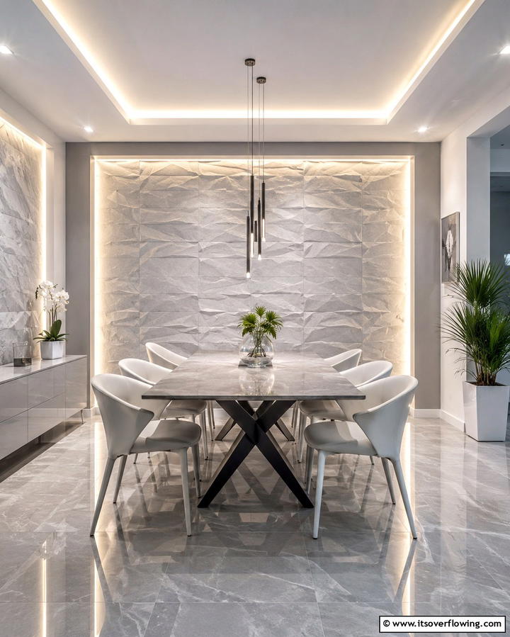 Backlit Wall Illumination - 30 Small Dining Room Lighting Ideas for Cozy Ambiance