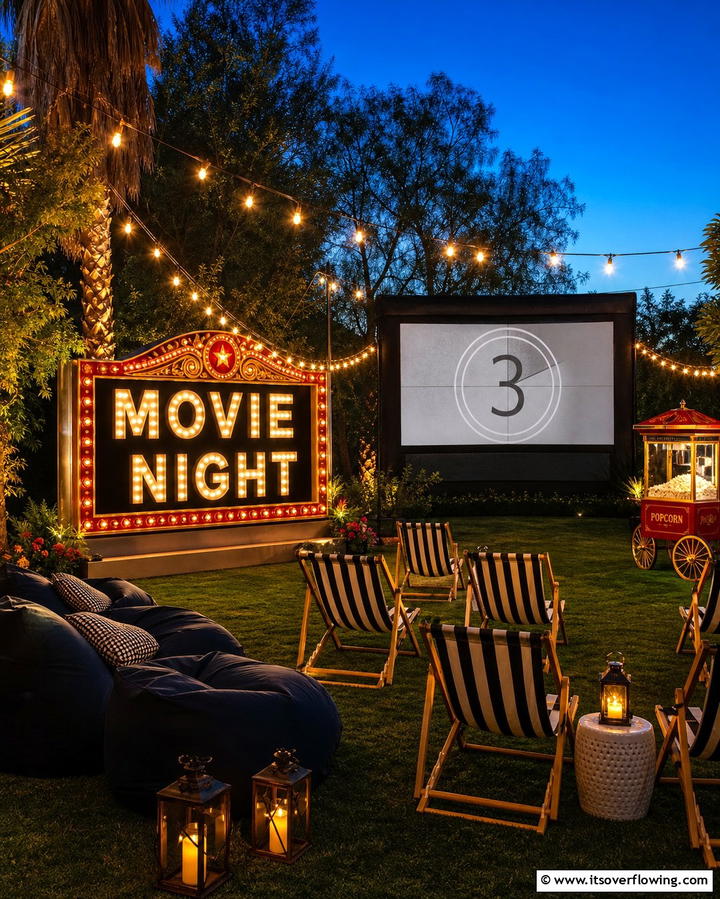 Backyard Movie Marquee - 25 Backyard Entertainment Ideas for Fun Gatherings
